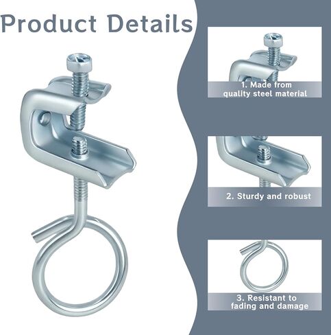 102 Pcs 1/4" x 20 Beam Clamp with Screws Cable Ring Hangers Steel Small C Clamps Metal Machine Threaded Bridle Rings for Pipe, Can Withstand 75 Lbs (1 1/4 Inch Bridle Rings) in Saudi Arabia