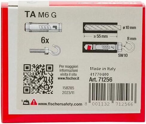 Fischer 71256 Steel Dowels Ta M 6 with Hook, Diameter 10 mm in Saudi Arabia