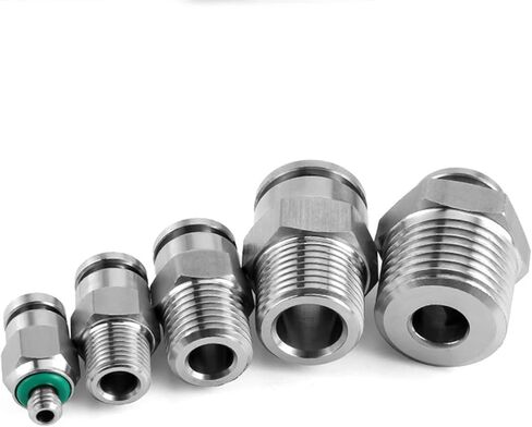 PC 304 Stainless Steel Compressor Pneumatic Quick Coupling for 1/4 5/16 3/8 1/2 Inch Tube Hose 6.35 9.53 12.7mm NPT1/8 Thread(PC1-2-NPT1-4) in Saudi Arabia
