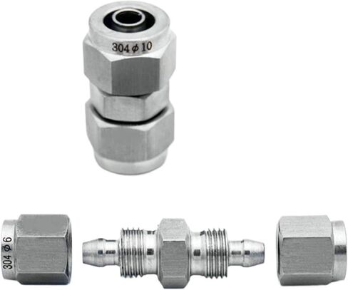 304 الفولاذ المقاوم للصدأ أنبوب مشترك هوائي مشترك القصبة الهوائية خرطوم وصلة تشديد سريعة PU4 6 8 10 12 مستقيم من خلال تقليل المفصل (PU-10) in Kuwait