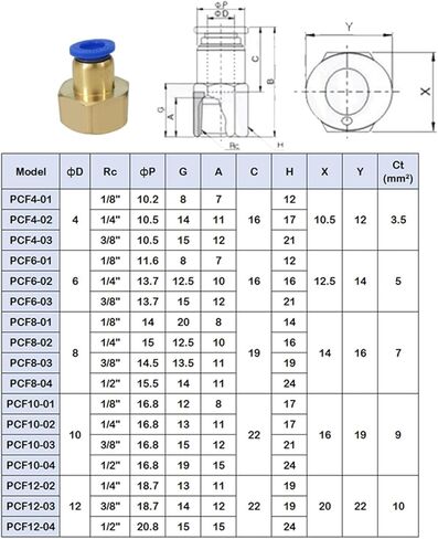 30 قطعة BSPT PCF10-02، 10 مم إلى 1/4 بوصة موصلات هوائية تركيبات مستقيمة بلمسة واحدة in Saudi Arabia