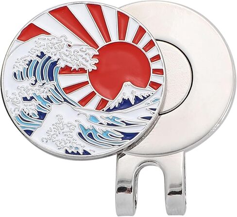 قلم تحديد كرة الجولف على شكل موجة يابانية، مشبك قبعة مغناطيسي، سبائك الزنك، هدية تصميم Ukiyo-e للاعبي الغولف E0004 in Kuwait