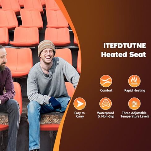 Kikumi Portable Heated Stadium Seat, Heated Seat Cushion, 3 Levels Heating Chair Pad for Outdoor Camping in Saudi Arabia