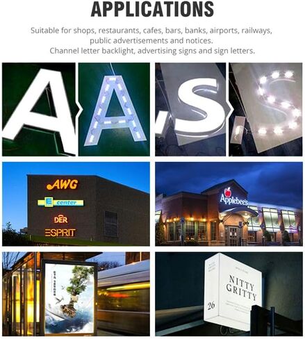 Mini LED Module AC 110V 0.72W, 6500K Daylight White Decorative LED Strip light, 3 Led 2835 SMD LED Lighting for Cabinet lightbox Letter Sign Advertising with Tape Adhesive Backside (100 pcs) in Saudi Arabia