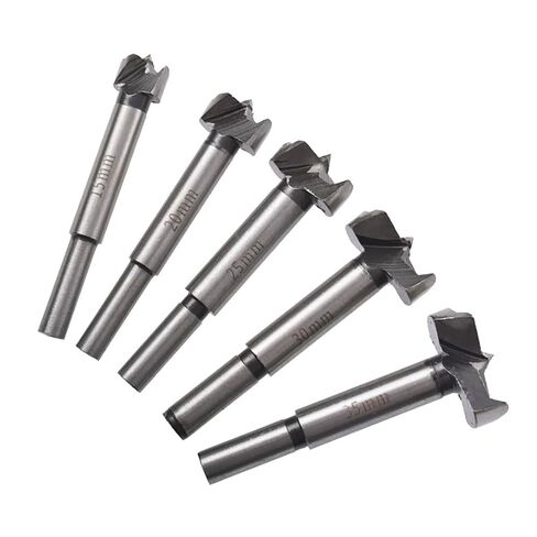 5 PCS 15mm 20mm 25mm 30mm 35mm Woodworking Forstner Drill Bits Sets High Carbon Steel Long Round Shank Hinge Hole Cutter Drill Bit Set For Wood Plastic Plywood in Saudi Arabia
