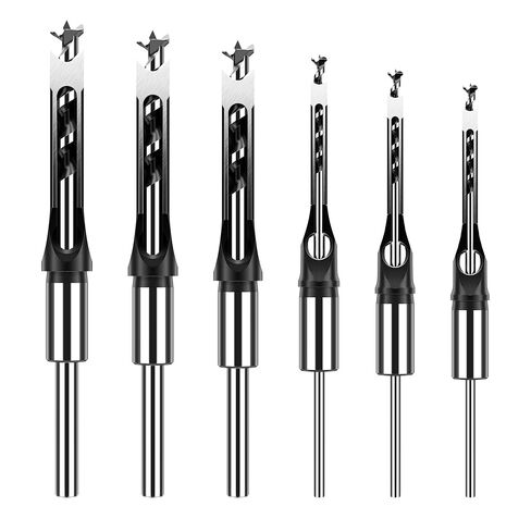 HUHAO 4Pcs Square Hole Drill Bit Set,HSS High Speed Steel Square Hole Saw Mortise Chisel Drill Bit Tools 1/4", 5/16", 3/8", 1/2" Fit for Mortising Machines Drill in Saudi Arabia