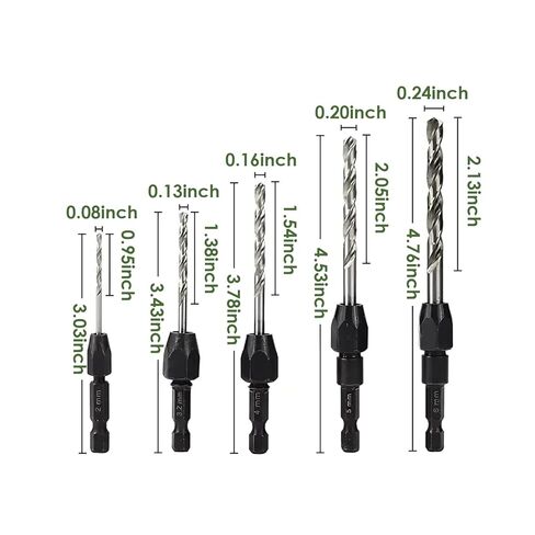Generic 5-Piece Quick-Change Hex Shank Twist Drill Bit Set for Metal, Wood, and Plastic in Saudi Arabia