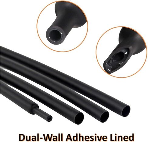 Kable Kontrol 1/2 Inch 3:1 Heat Shrink Tubing Dual Wall Adhesive Lined – Shrink Tube Cable Sleeve for Automotive and Electrical Wires – Waterproof Marine Heat Shrink Tubing Wire Wrap - 4 Ft Black in Saudi Arabia