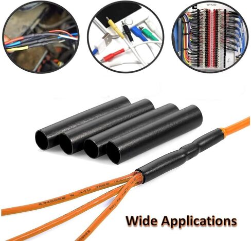 Kable Kontrol 1/2 Inch 3:1 Heat Shrink Tubing Dual Wall Adhesive Lined – Shrink Tube Cable Sleeve for Automotive and Electrical Wires – Waterproof Marine Heat Shrink Tubing Wire Wrap - 4 Ft Black in Saudi Arabia