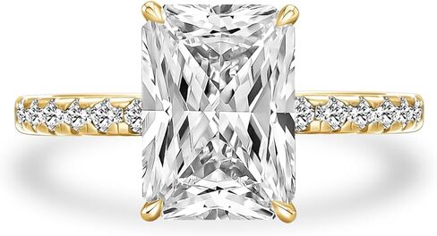1.5/3.0 Carat Radiant Cut Engagement Ring for Women,Simulated Diamond Promise Wedding Ring in 14K Yellow Gold Plated 925 Sterling Silver in Kuwait