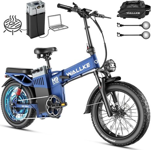 wallke h9 فائقة الجودة دراجة كهربائية طويلة المدى للبالغين، 55ah 2640wh الشمسية ac / dc بطارية محور الطاقة، 105nm 37mph ebike سريع مع مستشعر عزم الدوران، arisun الدهون الإطارات e الدراجة للتخييم مطاردة التنقل اللياقة البدنية in Kuwait