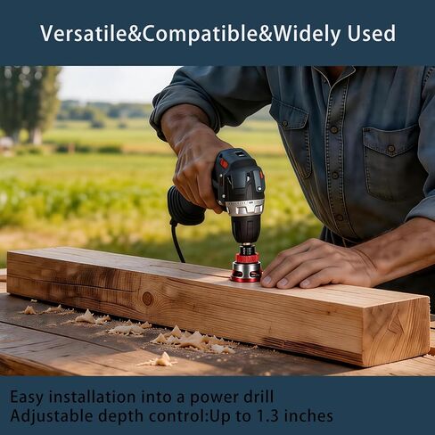 7-Piece Countersink Drill Bit Set - Adjustable Depth Stop Aluminum Alloy Collar,5 HSS M2 Tapered Bits,a Wrench,a Screwdriver Bit,1/4" Hex Shank Uniform Drilling Kit for 82°Woodworking in Saudi Arabia