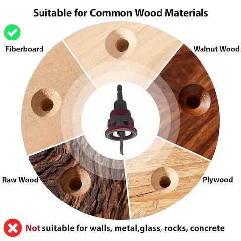 7-Piece Countersink Drill Bit Set - Adjustable Depth Stop Aluminum Alloy Collar,5 HSS M2 Tapered Bits,a Wrench,a Screwdriver Bit,1/4" Hex Shank Uniform Drilling Kit for 82°Woodworking in Saudi Arabia