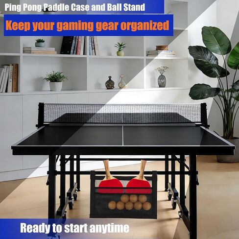 Ping Pong Paddle Holder with Straps, Mesh Under Table Ping Pong Organizer Hanging Pickleball Holder Table Tennis Accessories for Racket Ball Storage Organization in Saudi Arabia