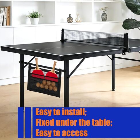 Ping Pong Paddle Holder with Straps, Mesh Under Table Ping Pong Organizer Hanging Pickleball Holder Table Tennis Accessories for Racket Ball Storage Organization in Saudi Arabia