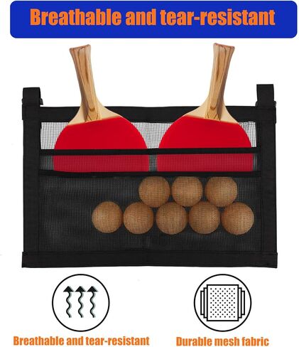 Ping Pong Paddle Holder with Straps, Mesh Under Table Ping Pong Organizer Hanging Pickleball Holder Table Tennis Accessories for Racket Ball Storage Organization in Saudi Arabia