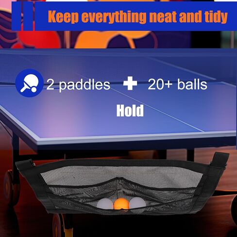 Ping Pong Paddle Holder with Straps, Mesh Under Table Ping Pong Organizer Hanging Pickleball Holder Table Tennis Accessories for Racket Ball Storage Organization in Saudi Arabia