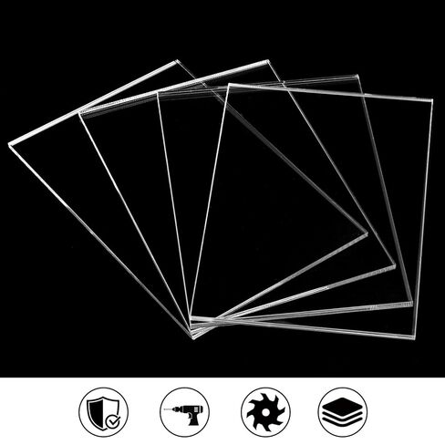 QWORK Clear Acrylic Sheets 10 Pack, 4" x 6" x 1/8" (3mm) Transparent Plastic Panels, Laser Cut Clean Edges, Cast Acrylic Board for Signs, Crafts, Display, Engraving & Painting in Saudi Arabia