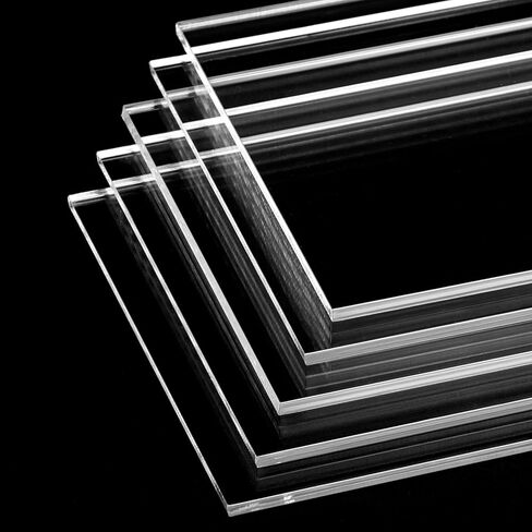 QWORK Clear Acrylic Sheets 10 Pack, 4" x 6" x 1/8" (3mm) Transparent Plastic Panels, Laser Cut Clean Edges, Cast Acrylic Board for Signs, Crafts, Display, Engraving & Painting in Saudi Arabia