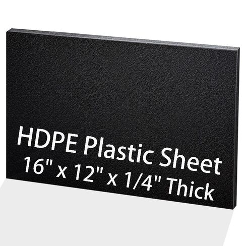 لوح بلاستيك HDPE بسطح مزخرف - سمك 1/8 بوصة × 8 بوصة × 12 بوصة، لوح بولي إيثيلين عالي الكثافة، سهل القطع، DIY، تصنيع، مقاوم للماء، متين (أسود، قطعتان) in Saudi Arabia
