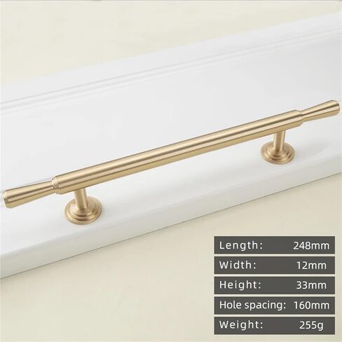 الصلبة النحاس الذهب T-مقبض درج خزانة المطبخ مقبض طويل 1 قطعة (20-L-248mm-160mm) in Kuwait