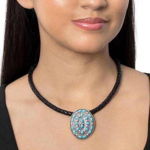 American West Jewelry Sterling Silver Genuine Gemstone Cluster Gemstone Oval Pendant Enhancer in Saudi Arabia