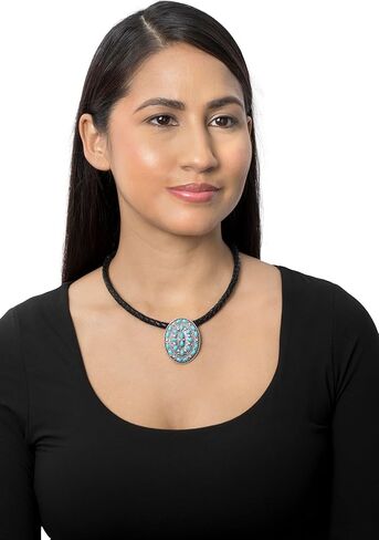 American West Jewelry Sterling Silver Genuine Gemstone Cluster Gemstone Oval Pendant Enhancer in Saudi Arabia