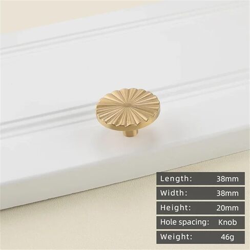 خزانة نحاسية صلبة مقبض سحب درج باب ذهبي 1 قطعة (17-L-38mm) in Kuwait