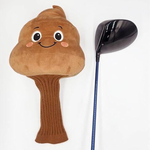 غطاء رأس نادي الجولف Funny Poop Face - غطاء رأس السائق الفخم المبتكر بابتسامة لطيفة - يناسب معظم سائقي 460cc - حماية ناعمة وهدية فريدة لمحبي الجولف in Saudi Arabia