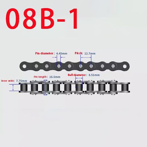 1 قطعة 1.5 متر 08B سلسلة دوارة دقيقة الملعب القصير الصناعية صف واحد محرك ضرس للآلات in Kuwait