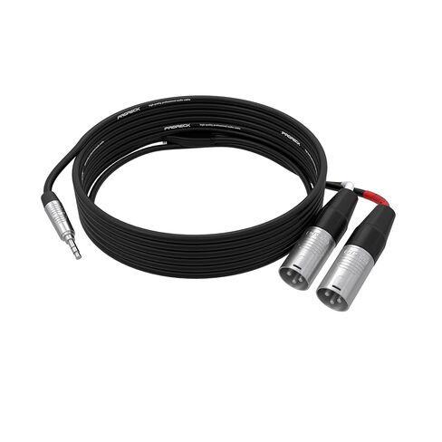PRORECK 10FT Y-Splitter Stereo Breakout Cable – 3.5mm Stereo AUX to Dual Mono XLR Male, Neutrik Rean Connectors, 25 AWG, Ideal for Stage, Studio, and Live Sound Applications(PR-35-2XLRM/10FT) in Kuwait