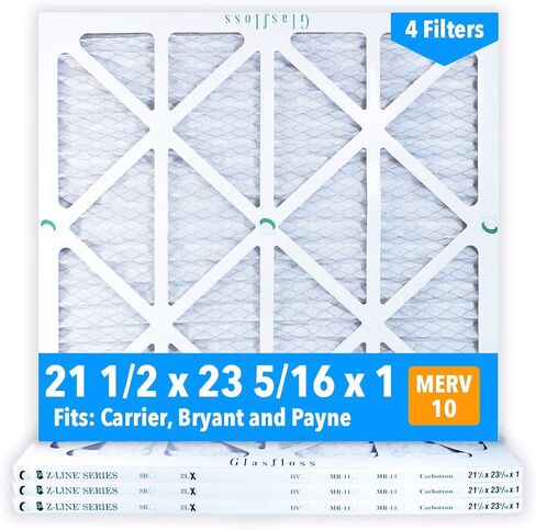 Glasfloss 21-1/2 x 23-5/16 x 1 Air Filters (Case of 4), MERV 10, Pleated, Made in USA in Kuwait