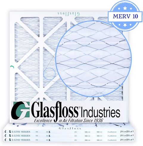 Glasfloss 21-1/2 x 23-5/16 x 1 Air Filters (Case of 4), MERV 10, Pleated, Made in USA in Kuwait
