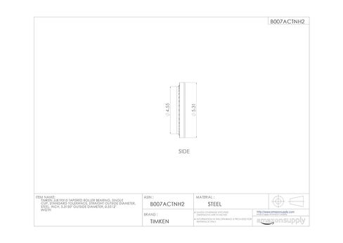 Timken JL819310 محمل أسطواني مدبب، كوب واحد، تسامح قياسي، قطر خارجي مستقيم، فولاذ، بوصة، القطر الخارجي 5.3150 بوصة، العرض 0.5512 بوصة in Saudi Arabia