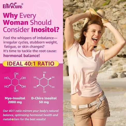 Inositol + Omega-3 Gummies for Women – Myo-Inositol & D-Chiro Inositol (40:1), Omega-3 DHA/EPA (3:1) – Inositol Supplement for Hormonal Balance & Cycle Health, Vegan Sugar-Free, 60 Ct in Kuwait