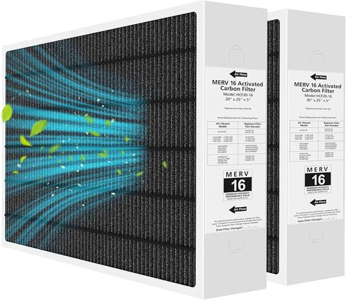فلتر هواء 20x25x5 MERV 16 متوافق مع فلتر فرن Lennox HCC20-28 MERV 16 لنظام التدفئة والتهوية وتكييف الهواء، رقم الجزء HCF20-16، HCF20-10، عبوتان in Kuwait