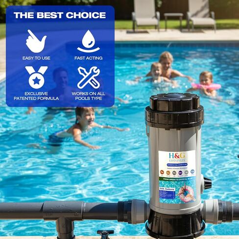 فلتر مياه حمام السباحة المضمن من H&G، فلتر خرطوم حمام السباحة لحمامات السباحة فوق الأرض والأرضية، ترشيح معدني يقلل من الكلور والمعادن الثقيلة، يساعد على منع المياه الخضراء، 50.000 جالون in Kuwait