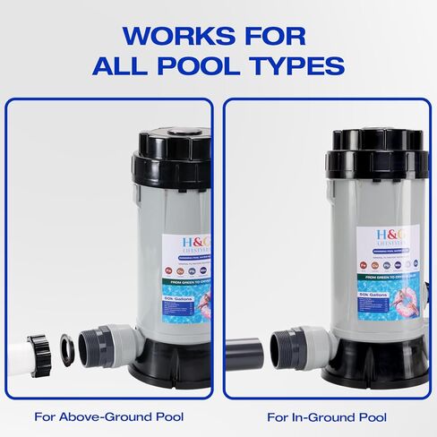 فلتر مياه حمام السباحة المضمن من H&G، فلتر خرطوم حمام السباحة لحمامات السباحة فوق الأرض والأرضية، ترشيح معدني يقلل من الكلور والمعادن الثقيلة، يساعد على منع المياه الخضراء، 50.000 جالون in Kuwait