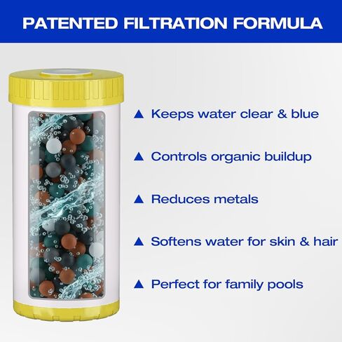 فلتر مياه حمام السباحة المضمن من H&G، فلتر خرطوم حمام السباحة لحمامات السباحة فوق الأرض والأرضية، ترشيح معدني يقلل من الكلور والمعادن الثقيلة، يساعد على منع المياه الخضراء، 50.000 جالون in Kuwait