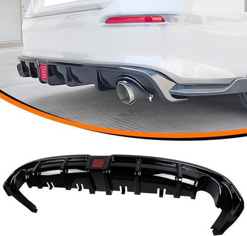 Car Rear Diffuser with LED Light Compatible with Honda Civic 2022 2023 2024 4 Door Sedan,Glossy Black 11th Gen Civic Rear Bumper Diffuser Lip,MC Style in Kuwait