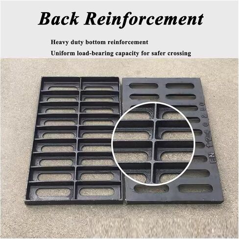 Heavy Duty Cast Iron Drain Grate, Black Floor Catch Basin Channel Grating, Outdoor Sewer Drain Cover, Rectangle Drainage Grate for Driveway/Landscape/Parking/Porch(20 * 50 * 2CM) in Saudi Arabia