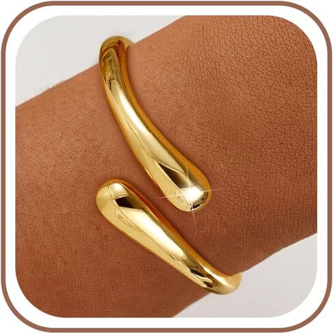 Gold Bracelets for Women Trendy - 14K Gold Plated Bangle Bracelet Chunky Adjustable Twist Cuff Gold Bracelet Non Tarnish Waterproof Jewelry for Women Gifts in Kuwait