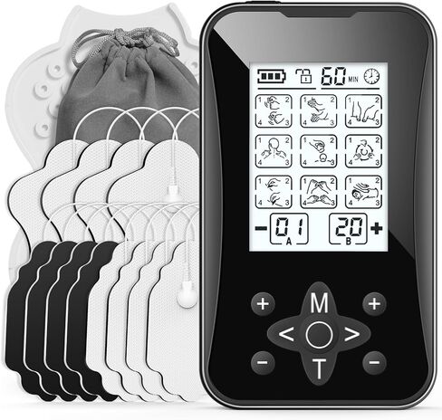 TENS Unit Muscle Stimulator 36 Modes, Rechargeable Dual Channel TENS Machine for Pain Relif Muscle Massager with 12 Premium Electrode Pads and Dust-Proof Storage Bag MH-1088 in Saudi Arabia