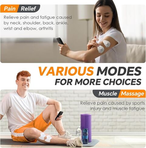 TENS Unit Muscle Stimulator 36 Modes, Rechargeable Dual Channel TENS Machine for Pain Relif Muscle Massager with 12 Premium Electrode Pads and Dust-Proof Storage Bag MH-1088 in Saudi Arabia