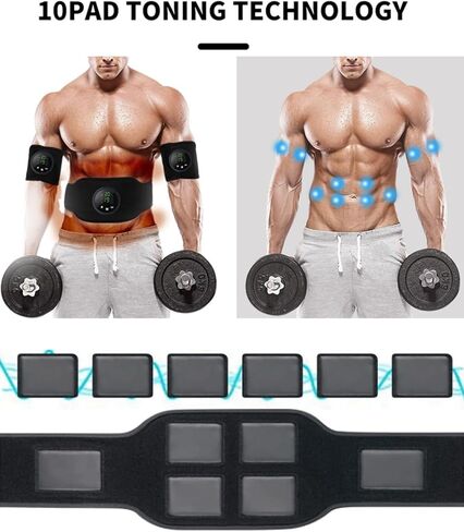 AB Stimulator Muscle Toner, Next Gen Ultra Muscle Stimulators, Electronic Ab Machine Trainer for All Body, Core Muscle Firming & Strengthening Workout Equipment for Abs Arms Legs Black in Saudi Arabia