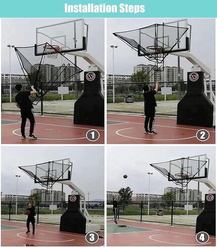 Wall Mounted Basketball Hoop Rebounder Return Attachment Hanging for Automatic Shooting Device with Rotating in Saudi Arabia