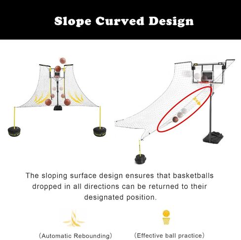 جهاز إعادة ارتداد كرة السلة غير المحمول لجميع الأطواق في صالة الألعاب الرياضية لممارسة الرمي الحر على الأرض واقفًا على الشبكة in Kuwait