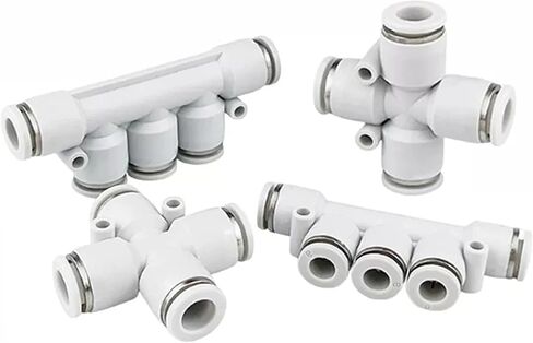 PK PZA White Pneumatic Connector Four-Way Five Way Pipe PU Hose Plastic 4 6mm 8mm 10mm 12mm 1Pcs(PK-8) in Saudi Arabia
