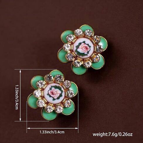 Vintage Classic Enamel Rose Stud Earrings Elegant Button Style 3D Rose Flower Hypoallergenic Pierced Stud Earrings for Women Girls in Saudi Arabia