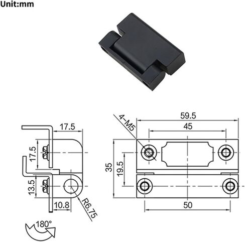 Zinc Alloy Damping Hinge Stop Industrial Machinery Switch Control Cabinet Distribution Box 1Pcs(Black-2.0N.m-1) in Saudi Arabia